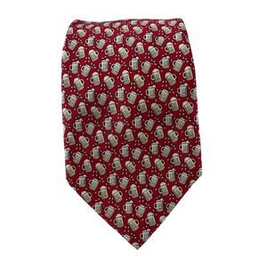 Vineyard Vines Silk Necktie Tie Red Martha's Vineyard 60"x3.75" Beer Steins